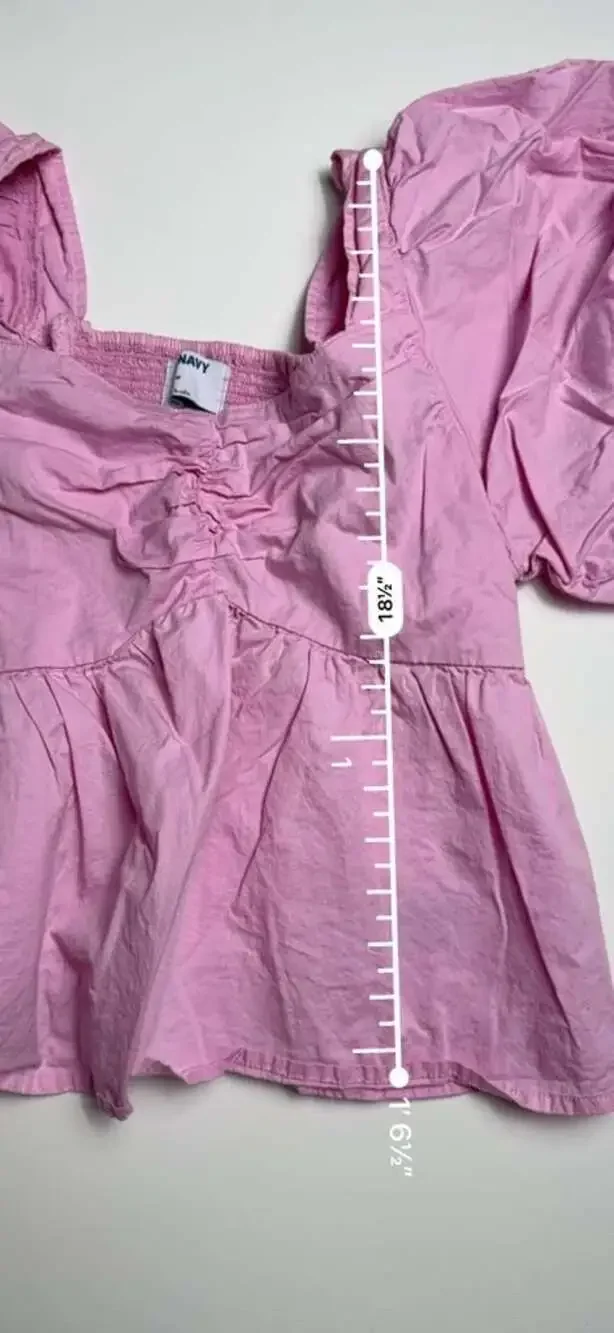Barbie Pink Puff Sleeve Ruched Fairy Babydoll Milkmaid Cute Blouse Top Size M